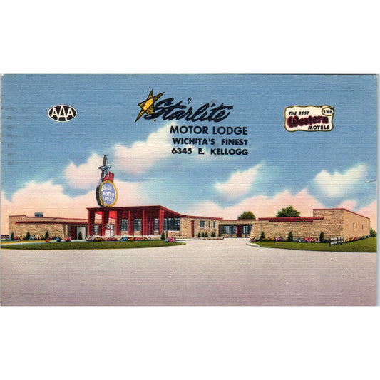 Starlight Motor Lodge Wichita Kansas Jim & Ernie Dennison 1955 Postcard P2-1