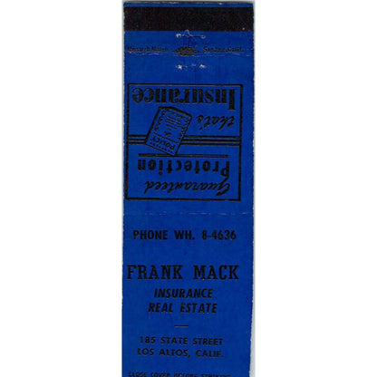 Frank Mack Real Estate & Ins. Los Altos CA Advertising Matchbook Cover MM9-1