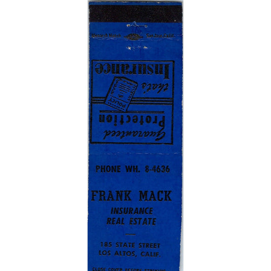 Frank Mack Real Estate & Ins. Los Altos CA Advertising Matchbook Cover MM9-1
