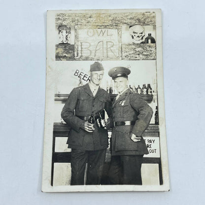 1940s WWII RPPC Soldiers Having a Drink at OWL Bar SC5