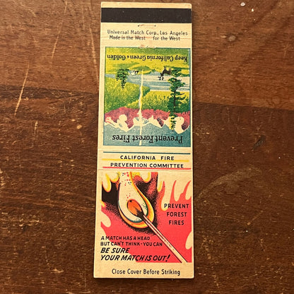 California Fire Prevention Committee Advertising Matchbook Cover SA9-M11