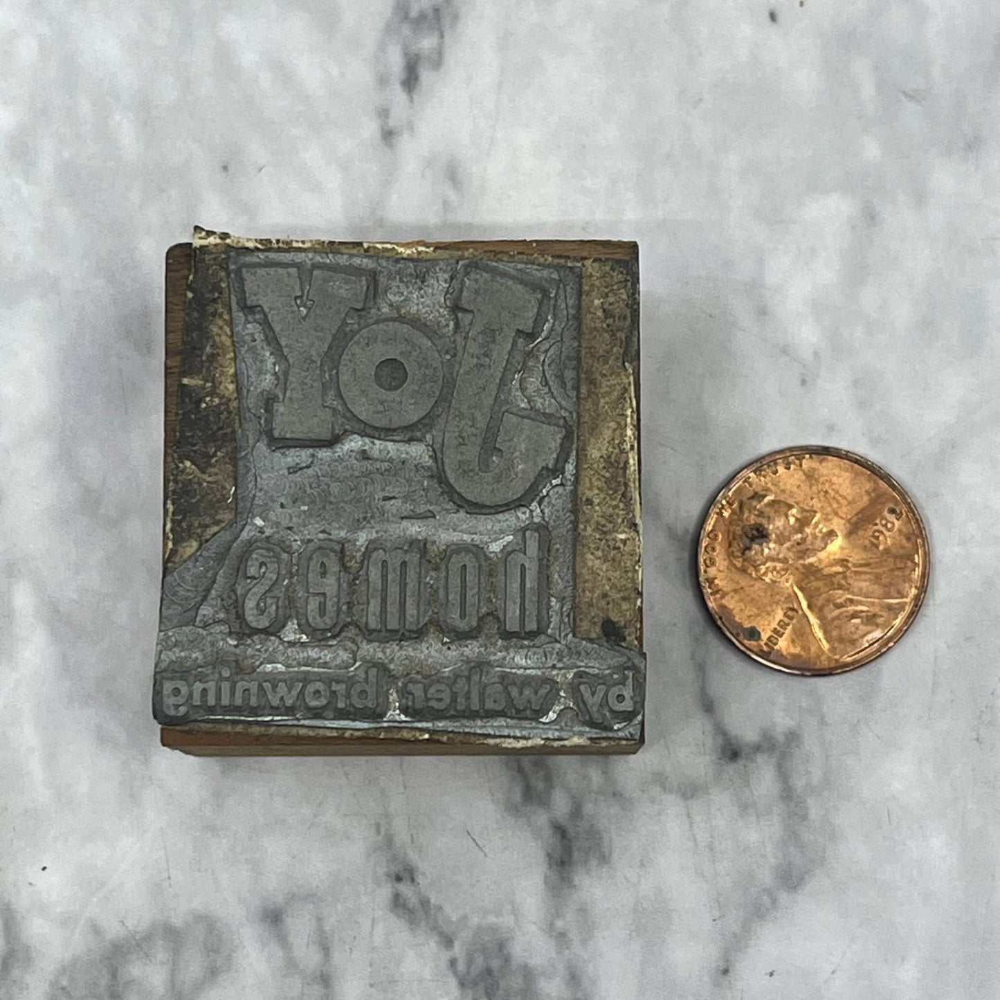 Vtg Printing Letterpress Printers Block Plate Joy Homes By Walter Browning TJ56