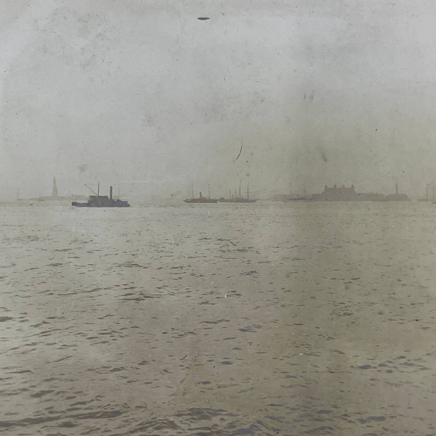 1903 Original Sepia Photograph Boats in New York Bay AC7