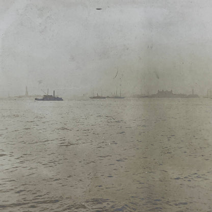 1903 Original Sepia Photograph Boats in New York Bay AC7