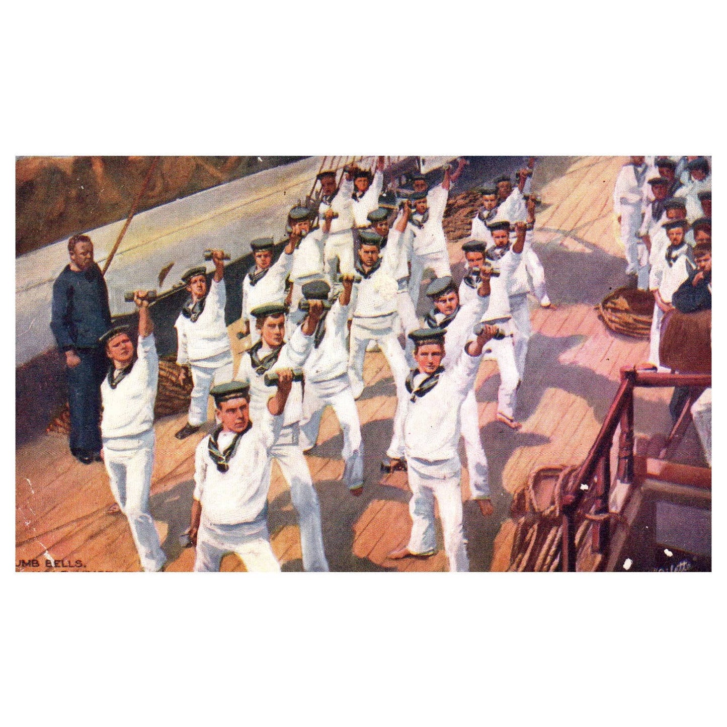 Navy Dumbbell Drills HMS St. Vincent Raphael Tuck - Original Postcard TJ8-5