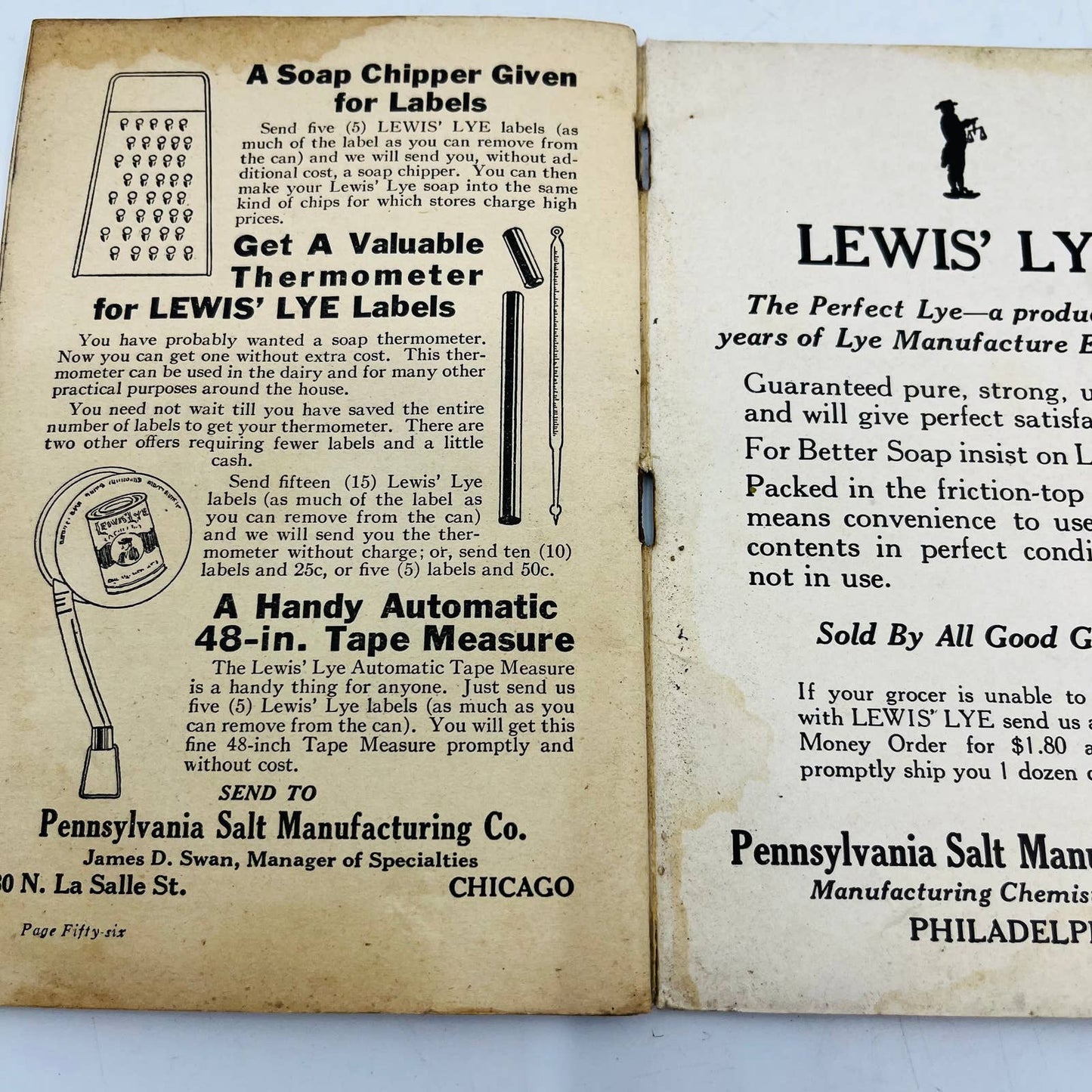 1930 Promotional Booklet The Truth About A Lye - Lewis’ Lye Pennsylvania Salt C8