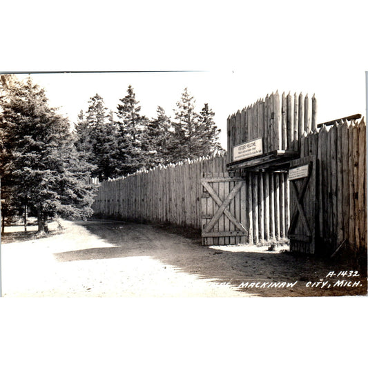 Fort Michilimackinac Mackinaw City MI RPPC 1940 Original Postcard P1-13