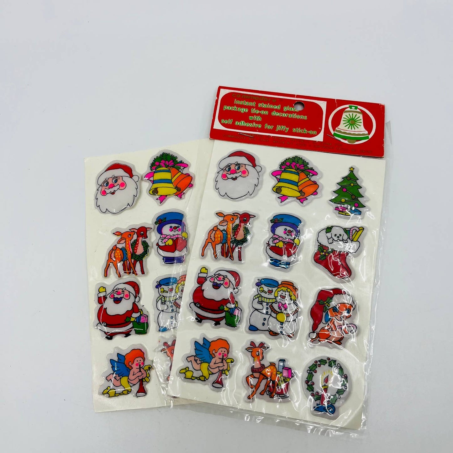 VTG Christmas Puffy Sticker Sheets 1980's Padded Raised Santa Snowman TA7