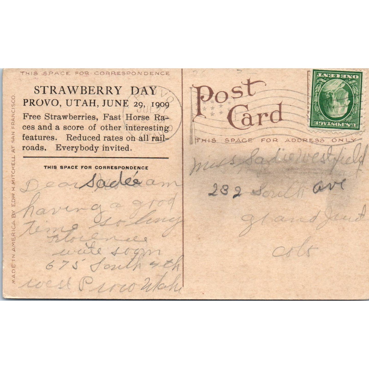 Carload of Giant Strawberries from Provo Utah 1910 Original Postcard TK1-24