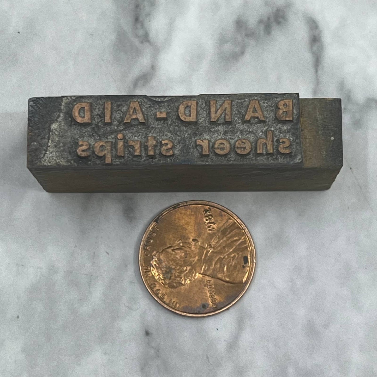 Vintage Letterpress Printers Block Plate Band-Aid Sheer Strips SE848