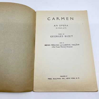 c1910 Metropolitan Opera Grand Opera Program CARMEN Libretto Playbill TE9