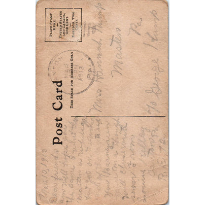 1913 Postcard Victorian Lady "Margaret" Hat and Flower Bouquet SE3-2