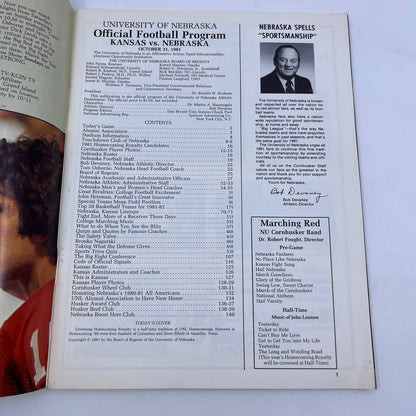 1981 Nebraska Cornhuskers vs. Kansas Homecoming Gameday Football Program TH6