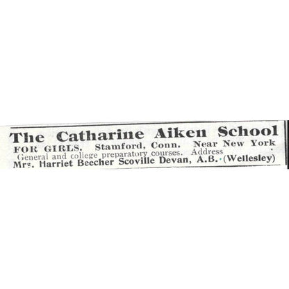 Catherine Aiken School for Girls Stamford Harriet Beecher Devan 1903 Ad TJ8-7-2