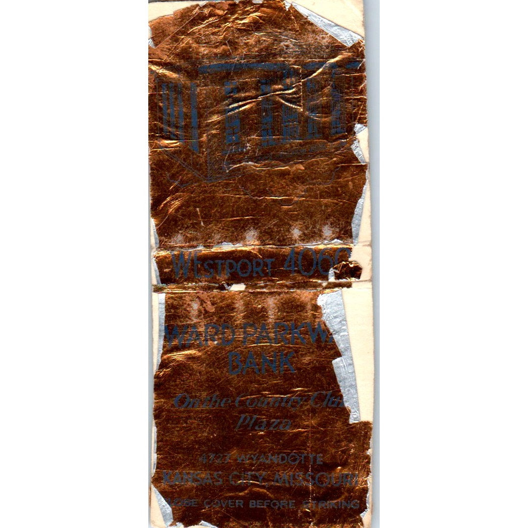 Ward Parkway Bank Kansas City MO Advertising Matchbook Cover MM9-4