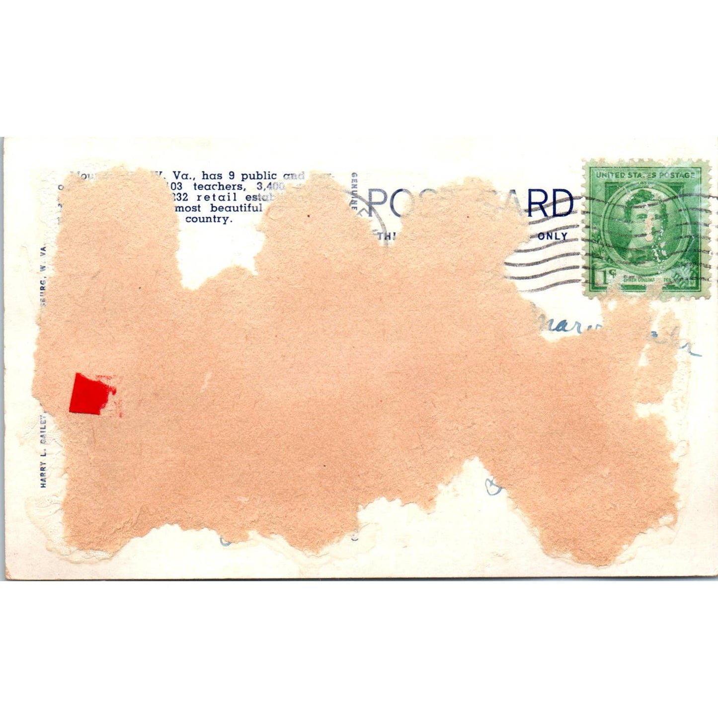 Vintage Postcard Jefferson Avenue Looking North Moundsville West Virginia SF2