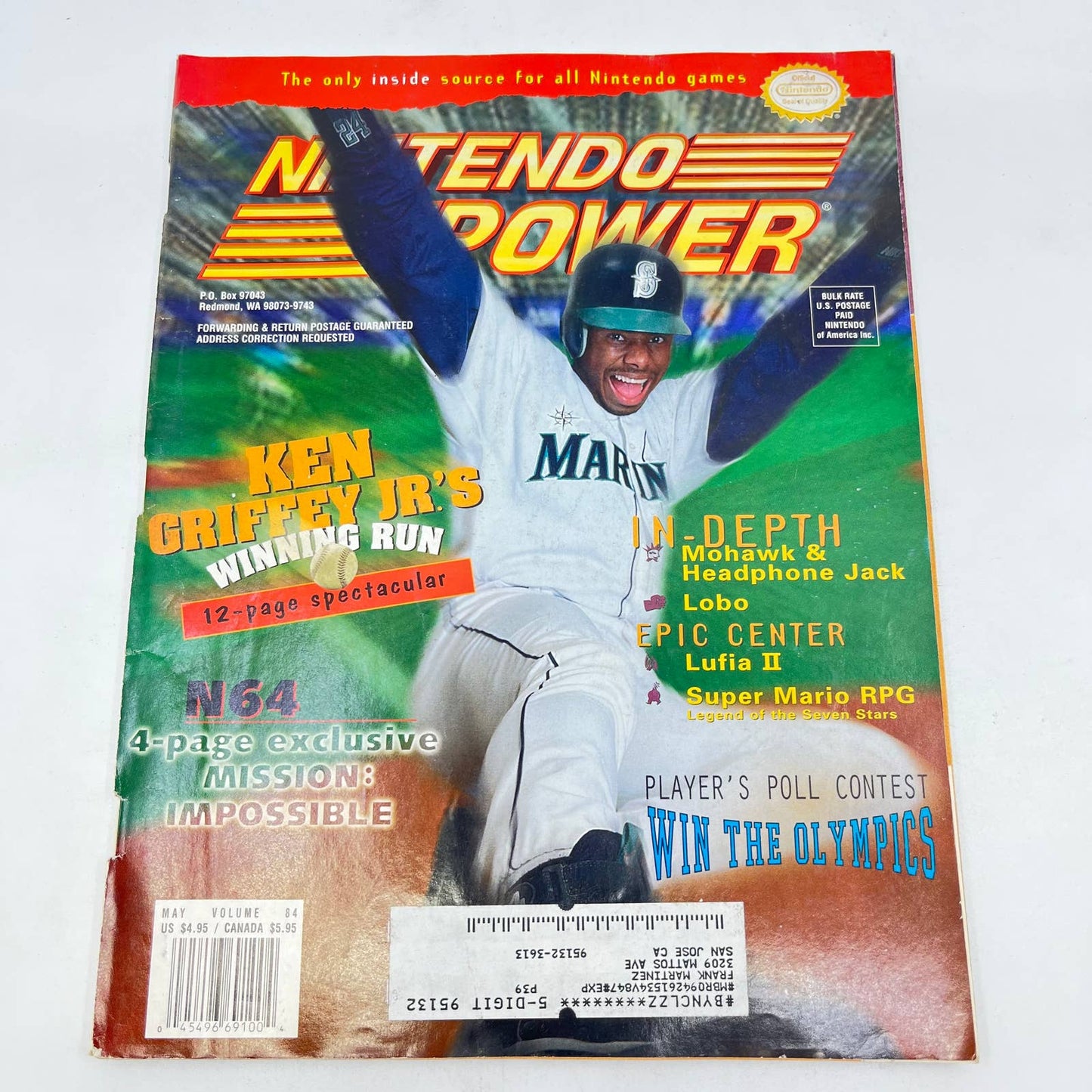 Nintendo Power Vol 84 Complete w/ Super Mario RPG Poster & Cards Ken Griffey TE9