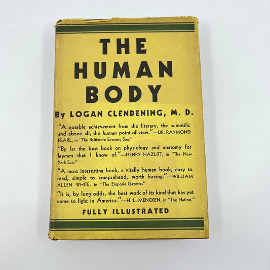 1930 The Human Body Logan Clendening M.D. Hardcover Dustjacket TF1