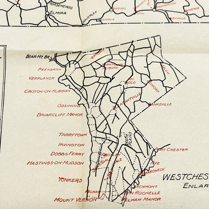 1927 AAA Emergency Roadside Service Map of New York State 15 x 17” SC6