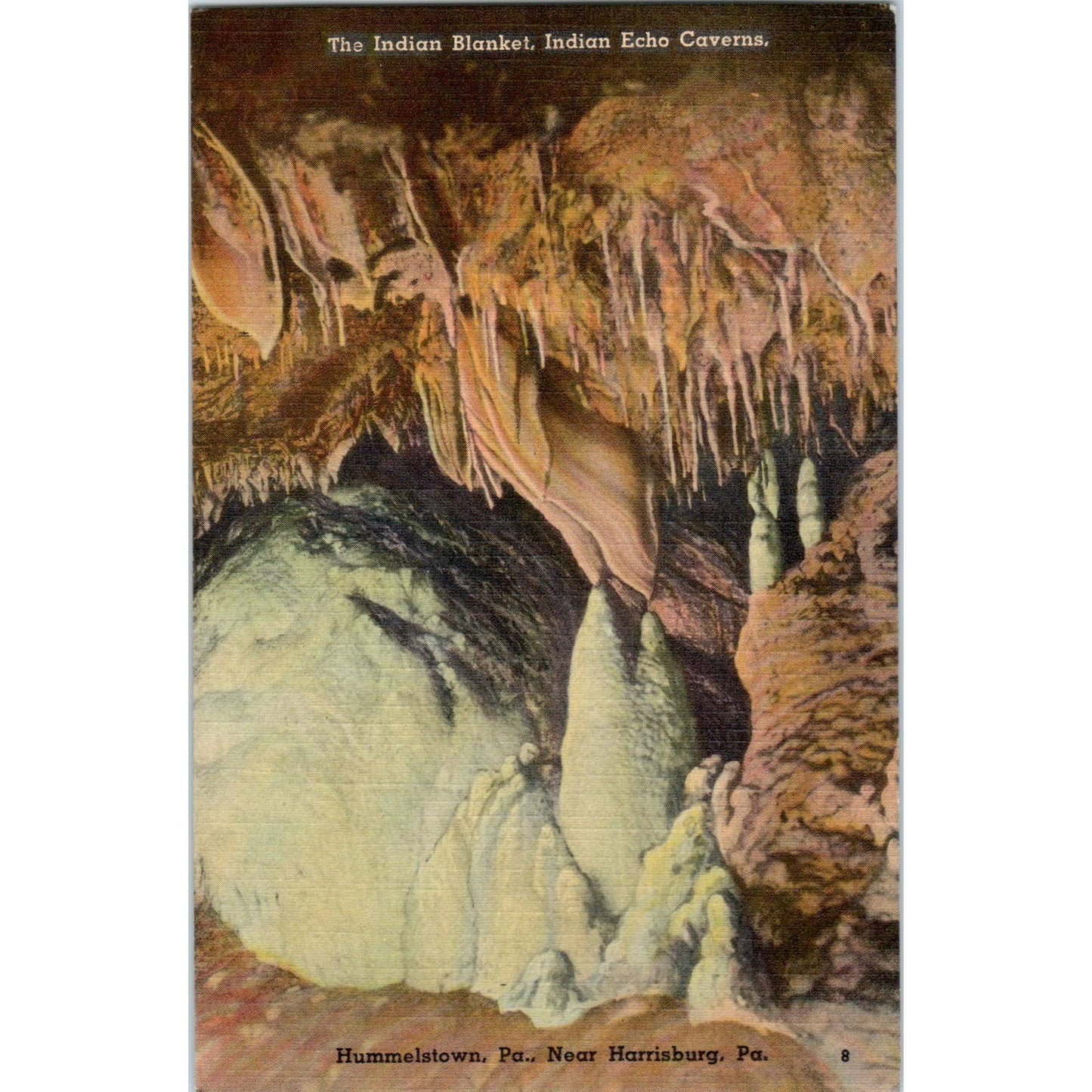 Vintage Postcard The Indian Blanket Indian Echo Cavern Hummelstown PA TD9-P1