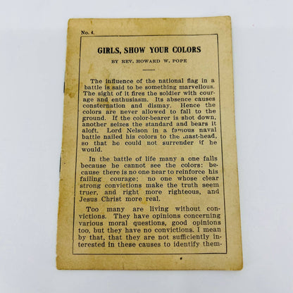 Antique Christian Tract “Girls Show Your Colors” Rev. Howard W. Pope Chicago C1