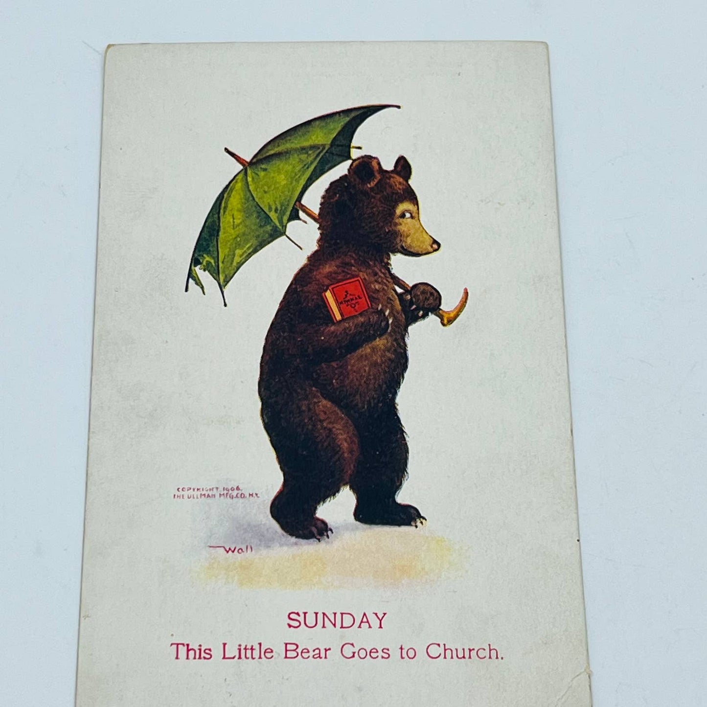 1910s Post Card Christian Sunday Anthropomorphic Bear Goes to Church PA6