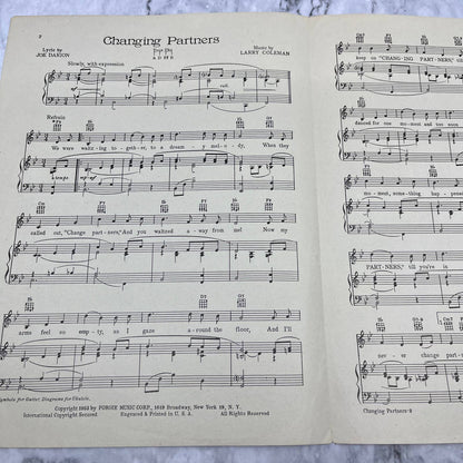 1953 Changing Partners Joe Darion Larry Coleman Vintage sheet music TI1
