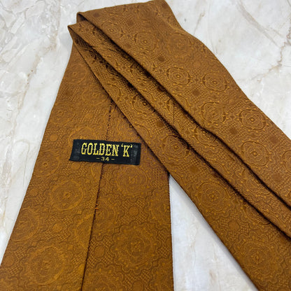 Retro 1960s Men's Golden 'K' 34 Gold 100% Polyester Necktie Tie TC9