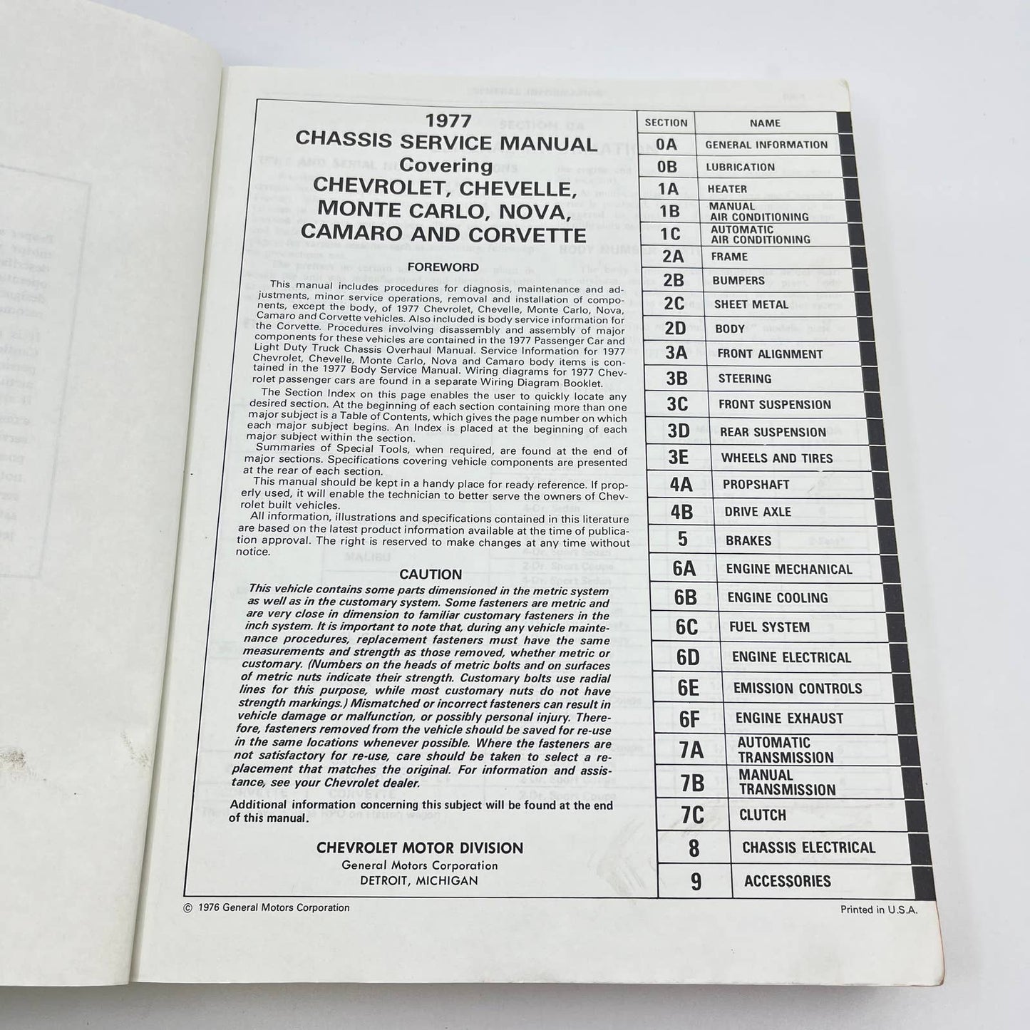 Original 1977 Chevy Shop Manual Chevelle Camaro Monte Carlo Nova Corvette TF9