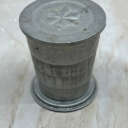 Vintage Tin Collapsible Drinking Cup with 6 Pointed Star on Lid TC5-S3
