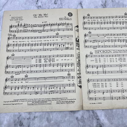 Vtg Sheet Music: Oh! Ma-Ma! The Butcher Boy 1928 Rudy Vallee TH1