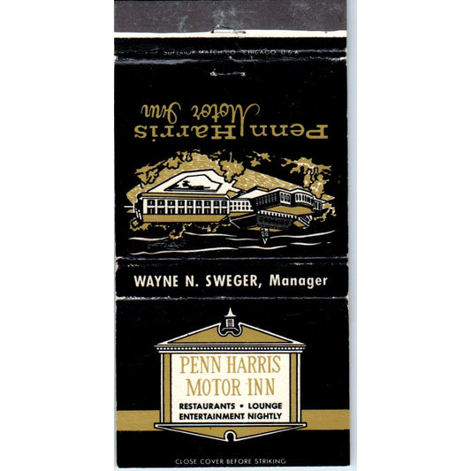 Penn Harris Motor Inn Wayne N. Sweger Advertising Matchbook Cover MM9-7