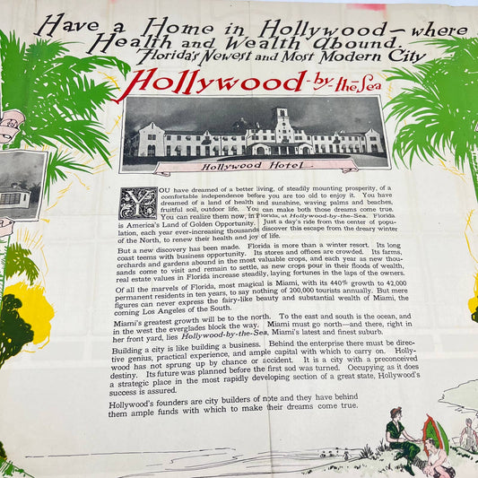 1921 Hollywood Florida Fold Out Map for Home Seekers Hollywood-By-The-Sea TE8