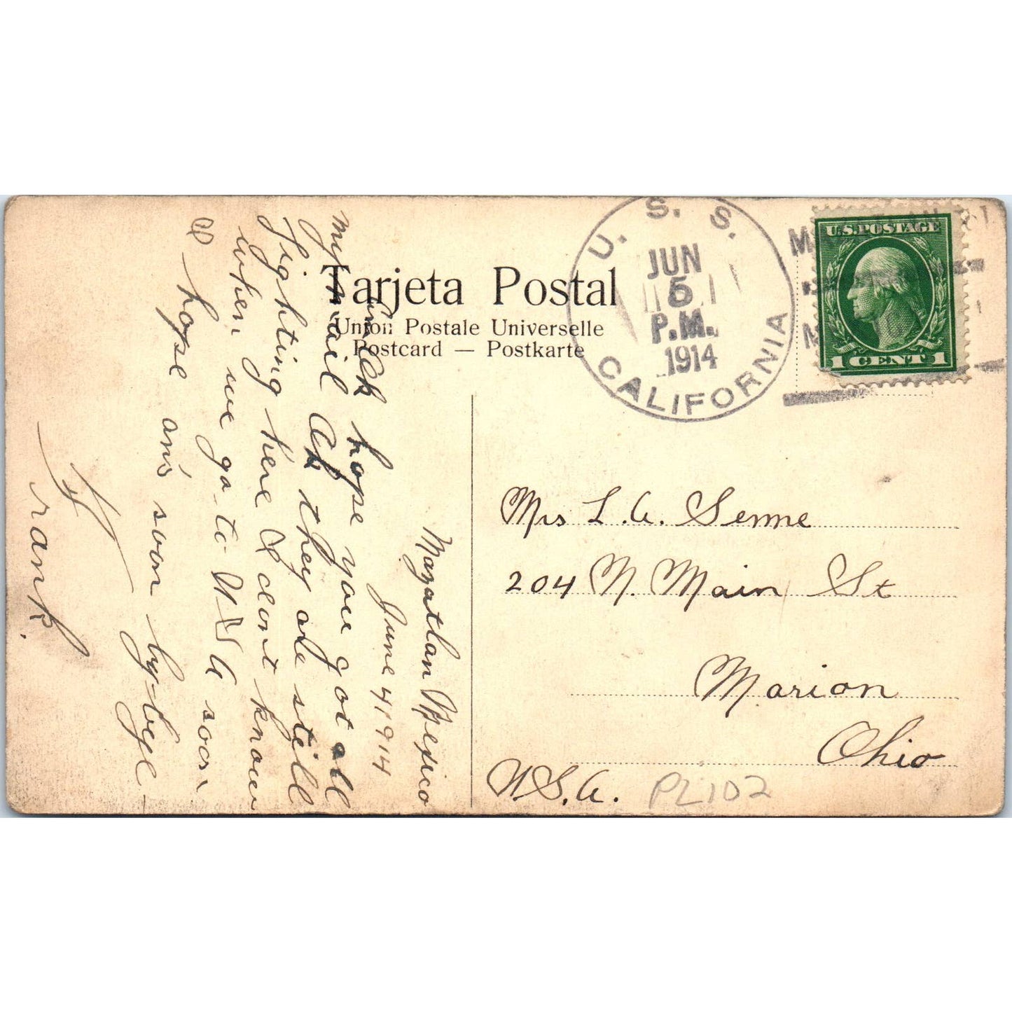 Paso del Centenario Mazatlán México 1914 Original Postcard TK1-22