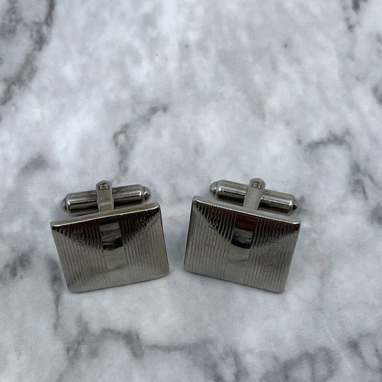 Vintage MCM Silver Tone Etched Stripe Cufflinks SA2