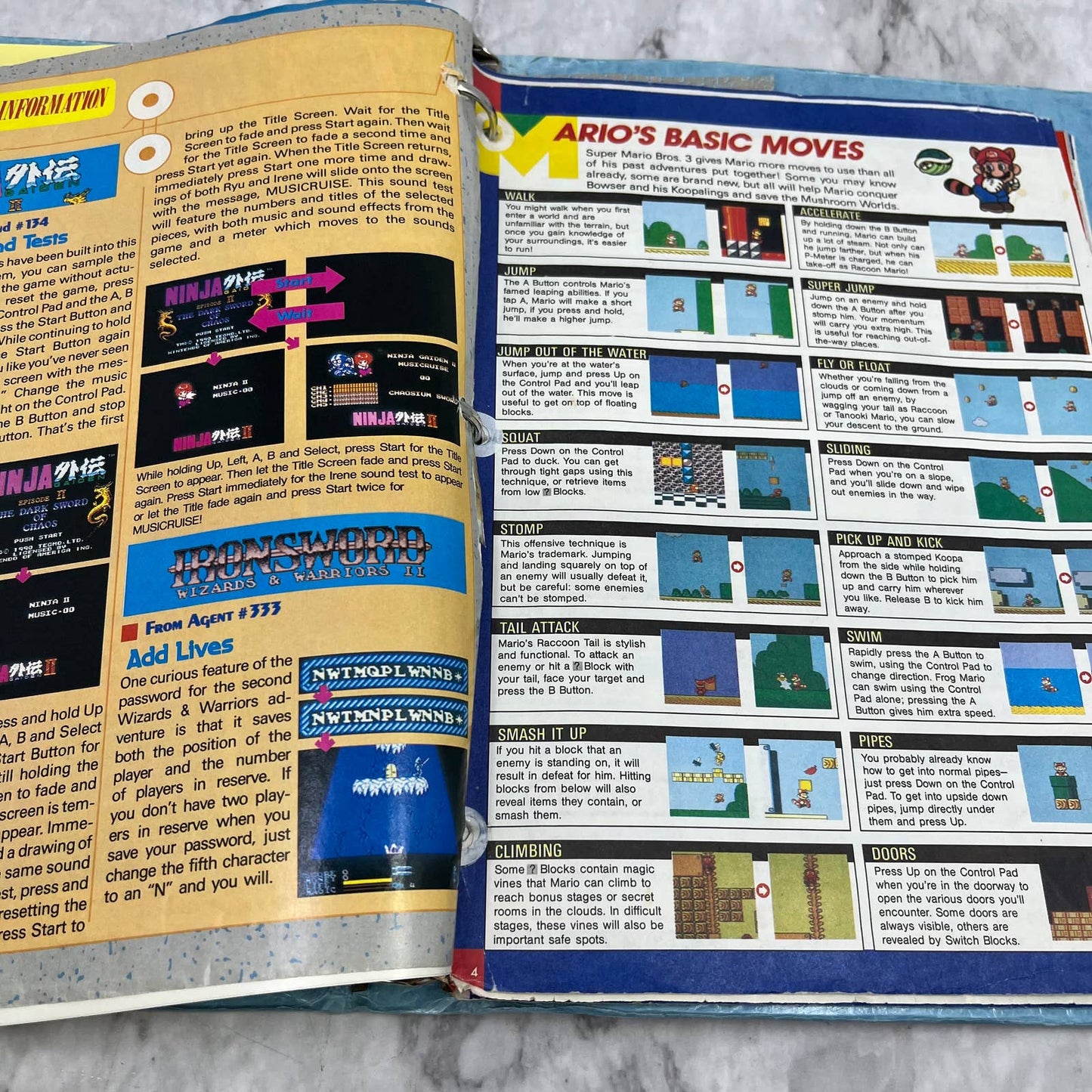 c1989 Binder of Clipped NES Maps and Articles From Nintendo Power Magazine TJ6-1