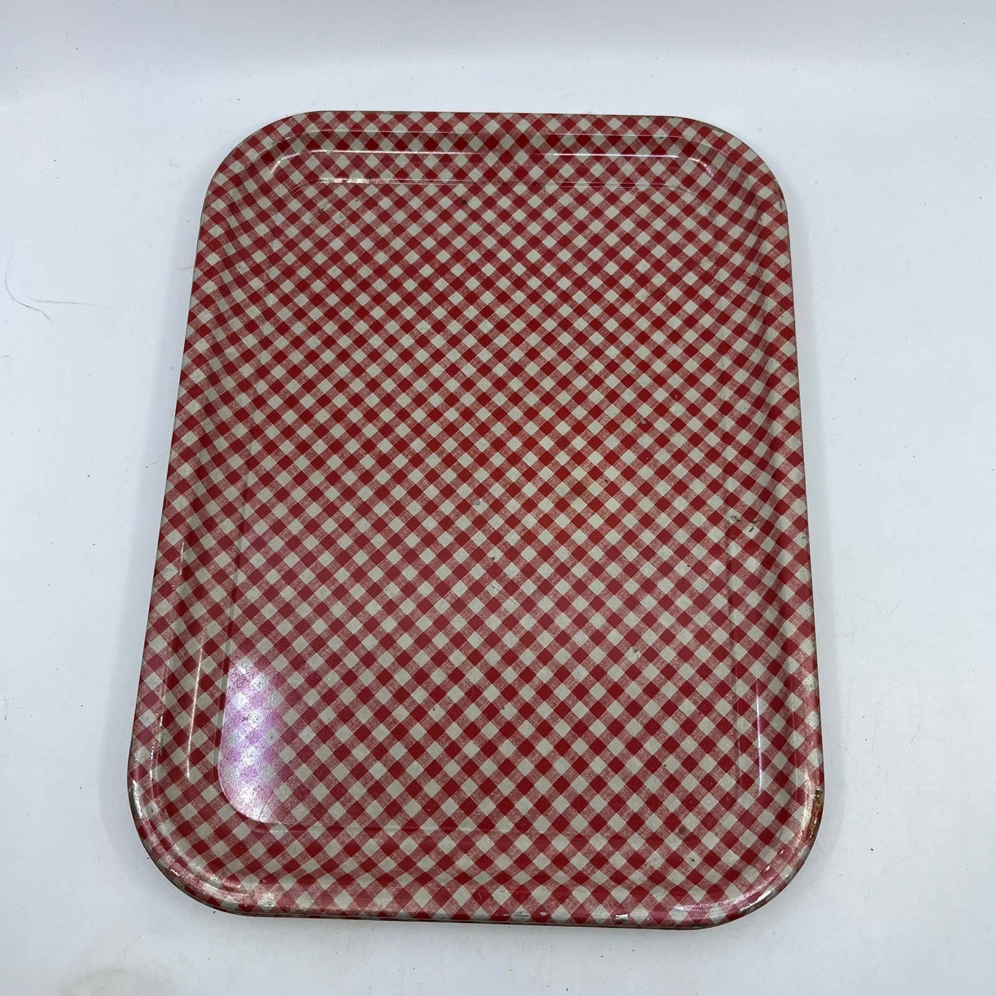 Vintage Set of 4 MCM Plaid Toleware Tin Litho Trays 10.5 x 13.5” TI5-2