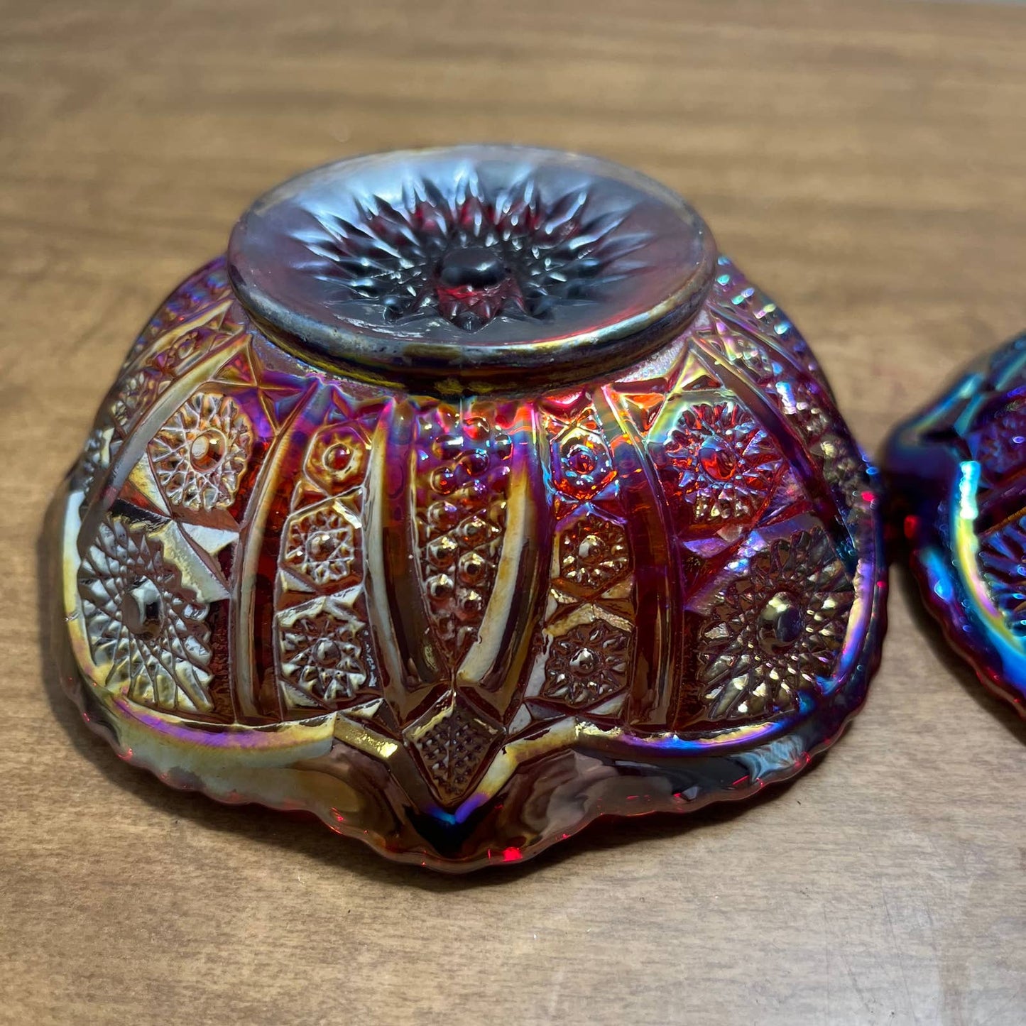 Vintage Carnival Glass Sunset Candle Holders - Set of 2 - 4.5” TB2