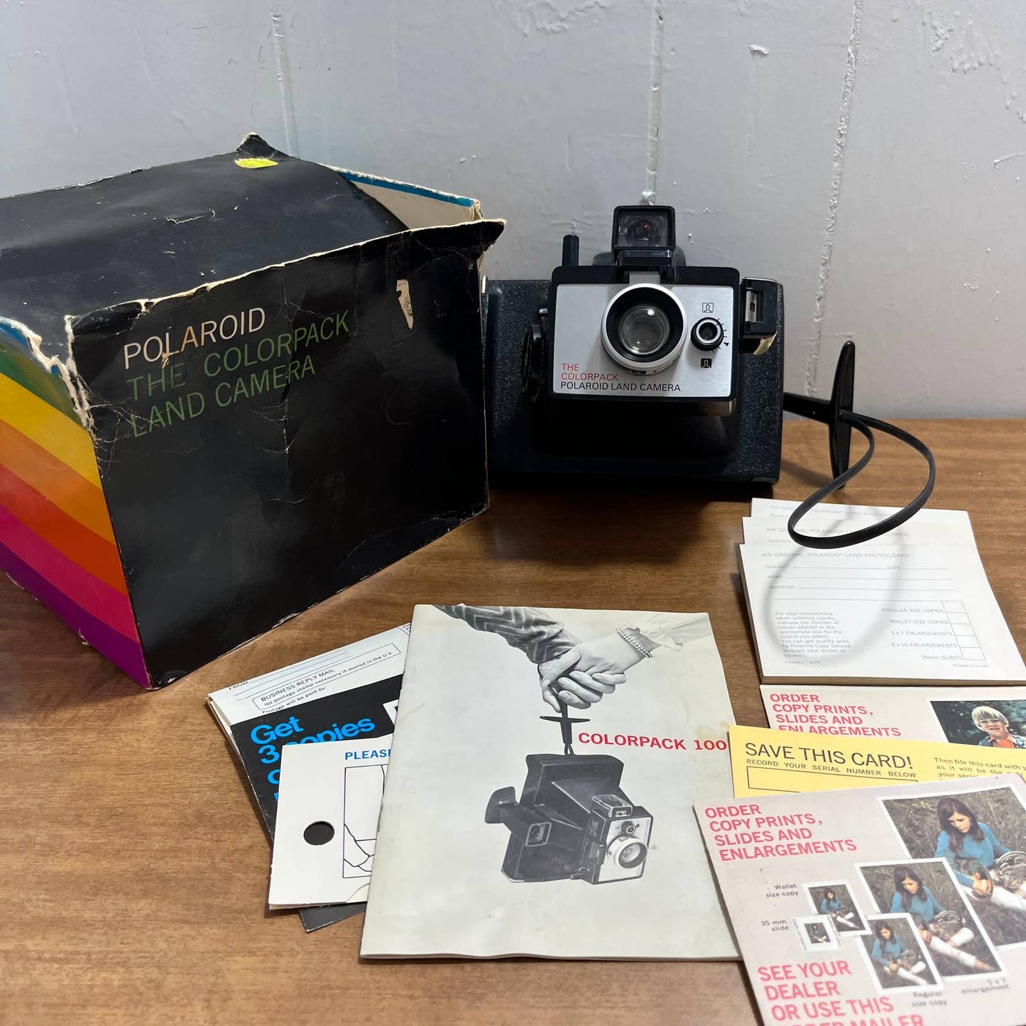 VTG Polaroid Colorpack Land Camera Instant Camera w/ Box, Manual & Inserts TH1