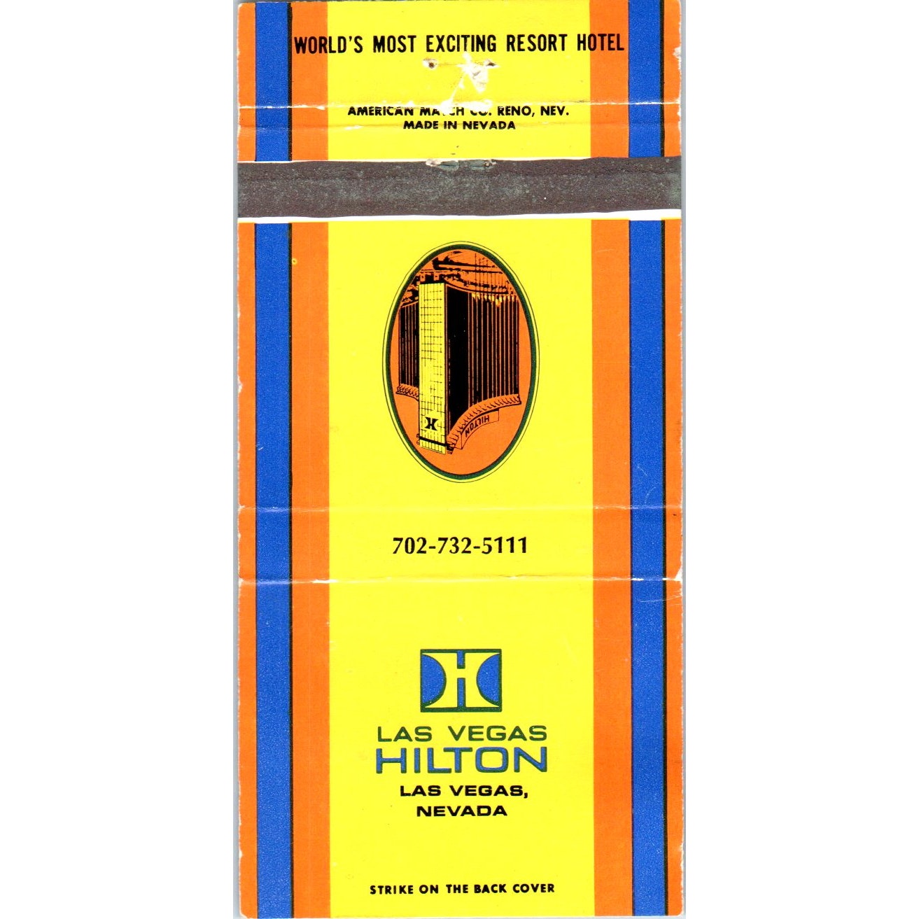 Las Vegas Hilton Hotel Advertising Matchbook Cover MM9-7