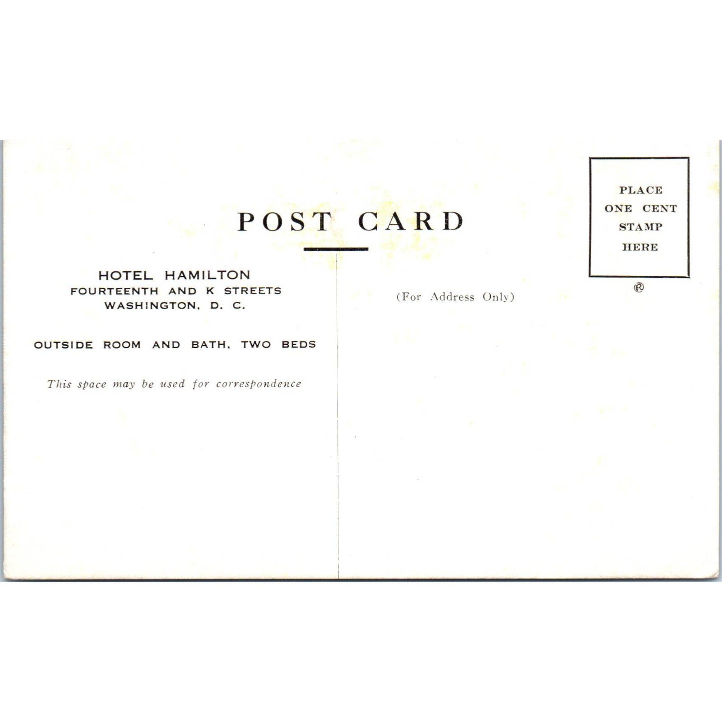 Hotel Hamilton Bedroom Interior Washington D.C. Original Postcard TK1-P2