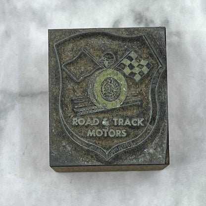 Vintage Printing Letterpress Printers Block Plate Road & Track Motors TJ513