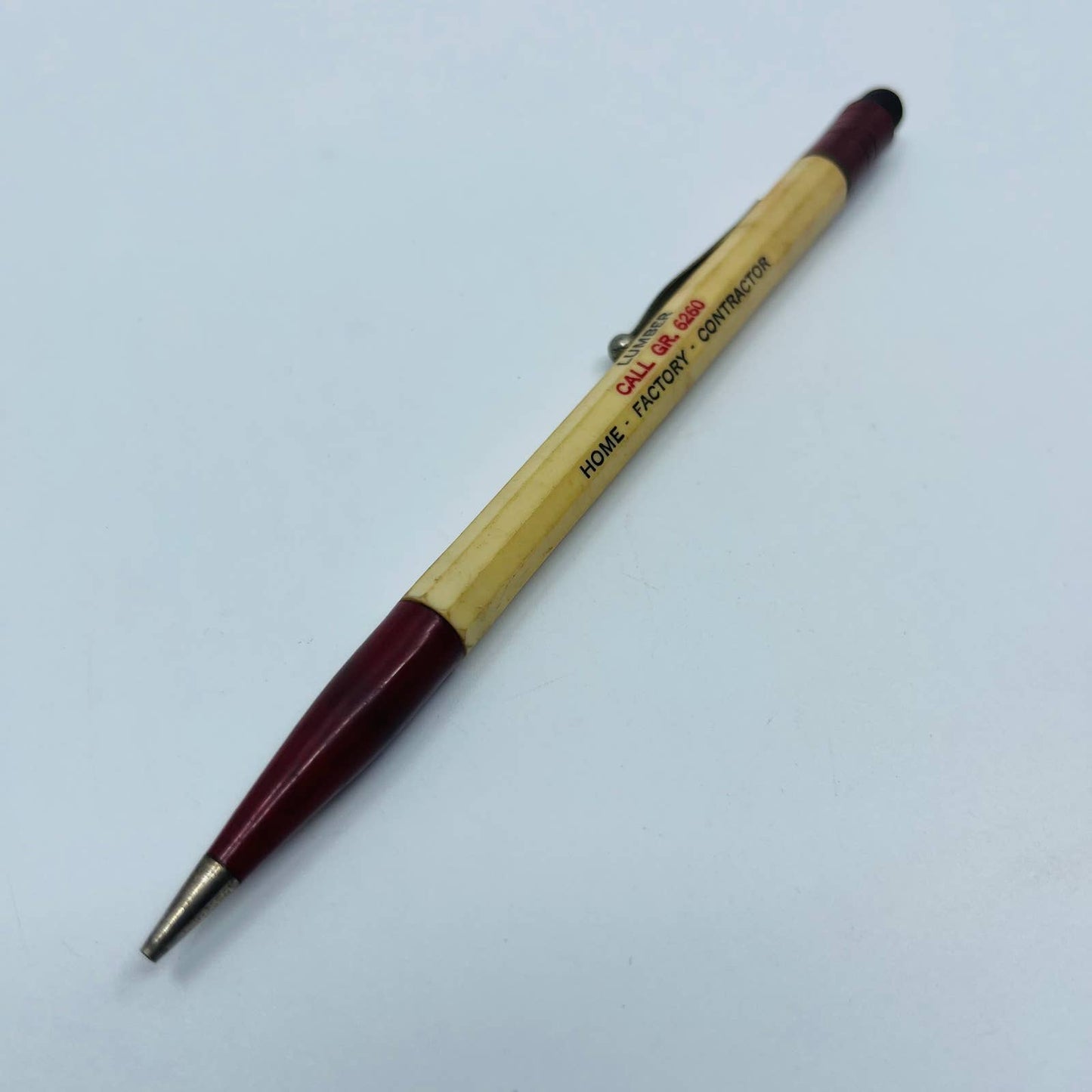 Celluloid Mechanical Pencil St Louis Lumber Home Factory Contractor Maroon SB3