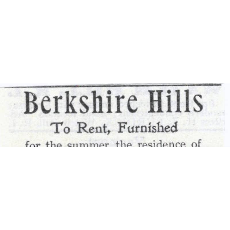 Berkshire Hills Anna L. Dawes Frank Russell & Co Pittsfield MA - 1903 Ad TJ7-S9