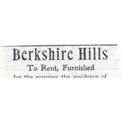 Berkshire Hills Anna L. Dawes Frank Russell & Co Pittsfield MA - 1903 Ad TJ7-S9