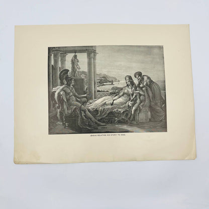 1880s Victorian Art Print Engraving Virgil ÆNEAS RELATING HIS STORY TO DIDO