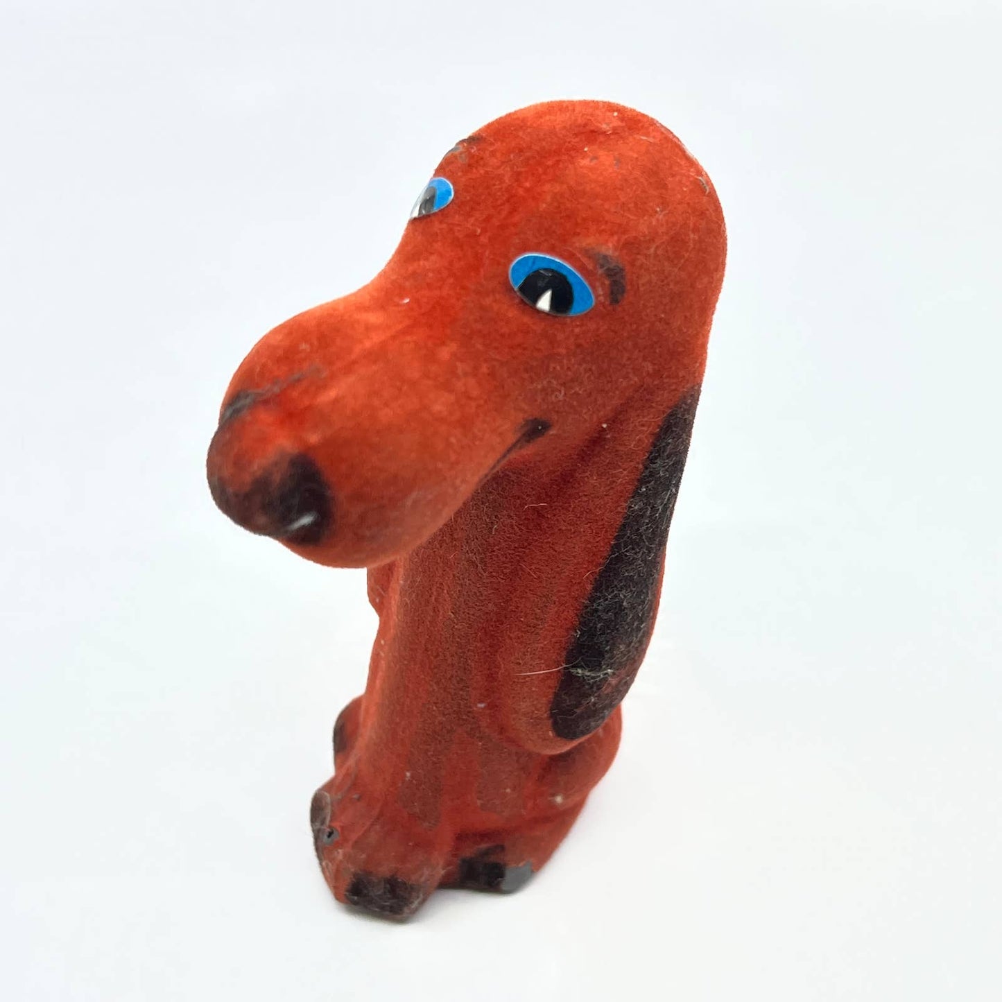 1960s Vintage Carnival Prize Flocked Celluloid Red Hound Dog 5" TC8