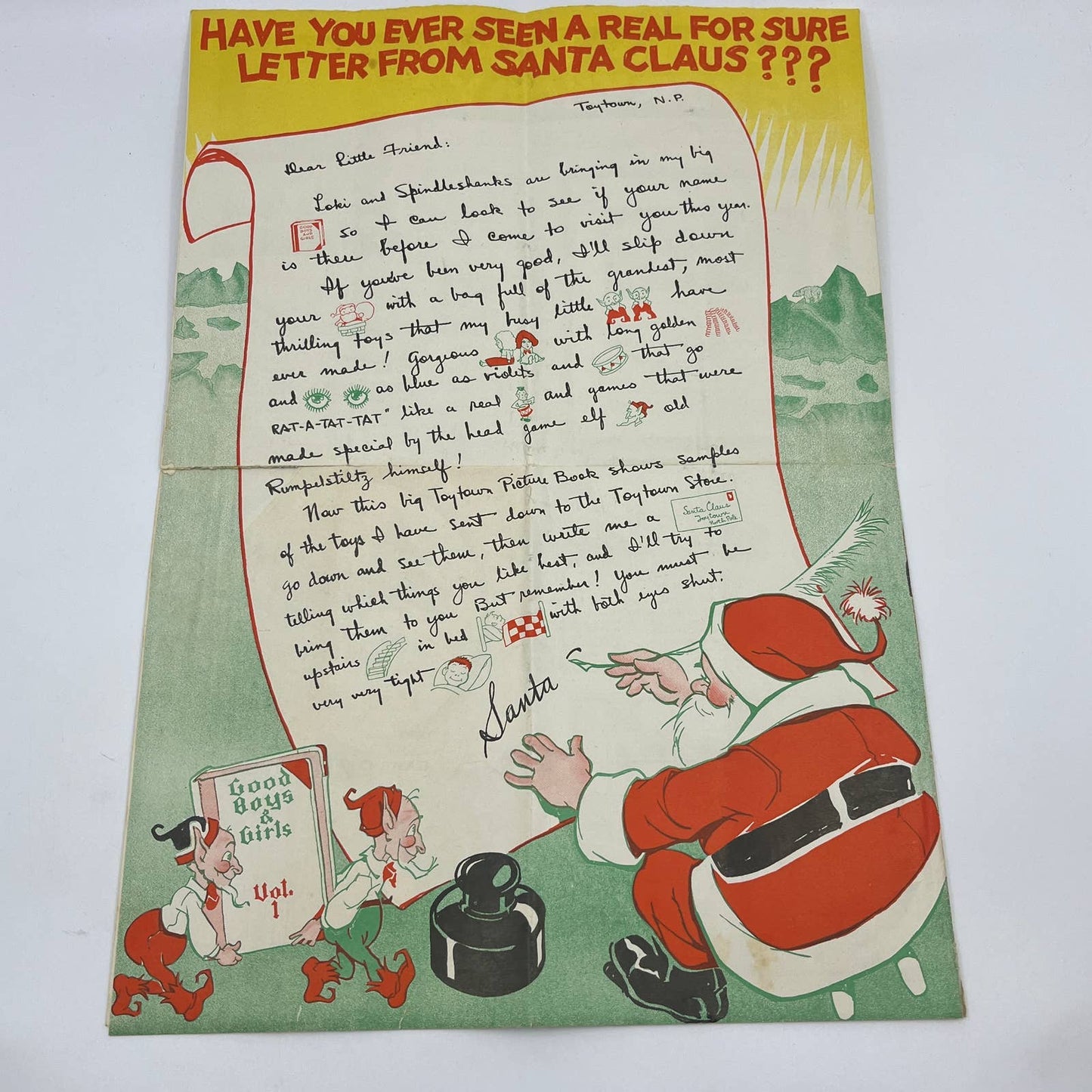 1930s Christmas TOY CATALOG Larson's Cash Hardware Mabel MN Santa Elves TG6