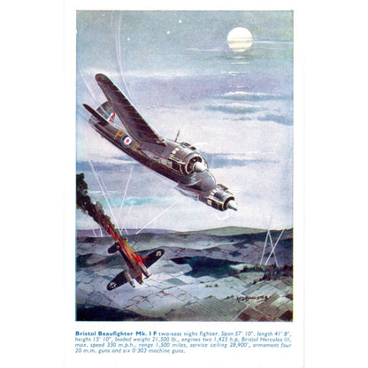 Vintage Postcard Bristol Beaufighter Mk. I Warplane EA3