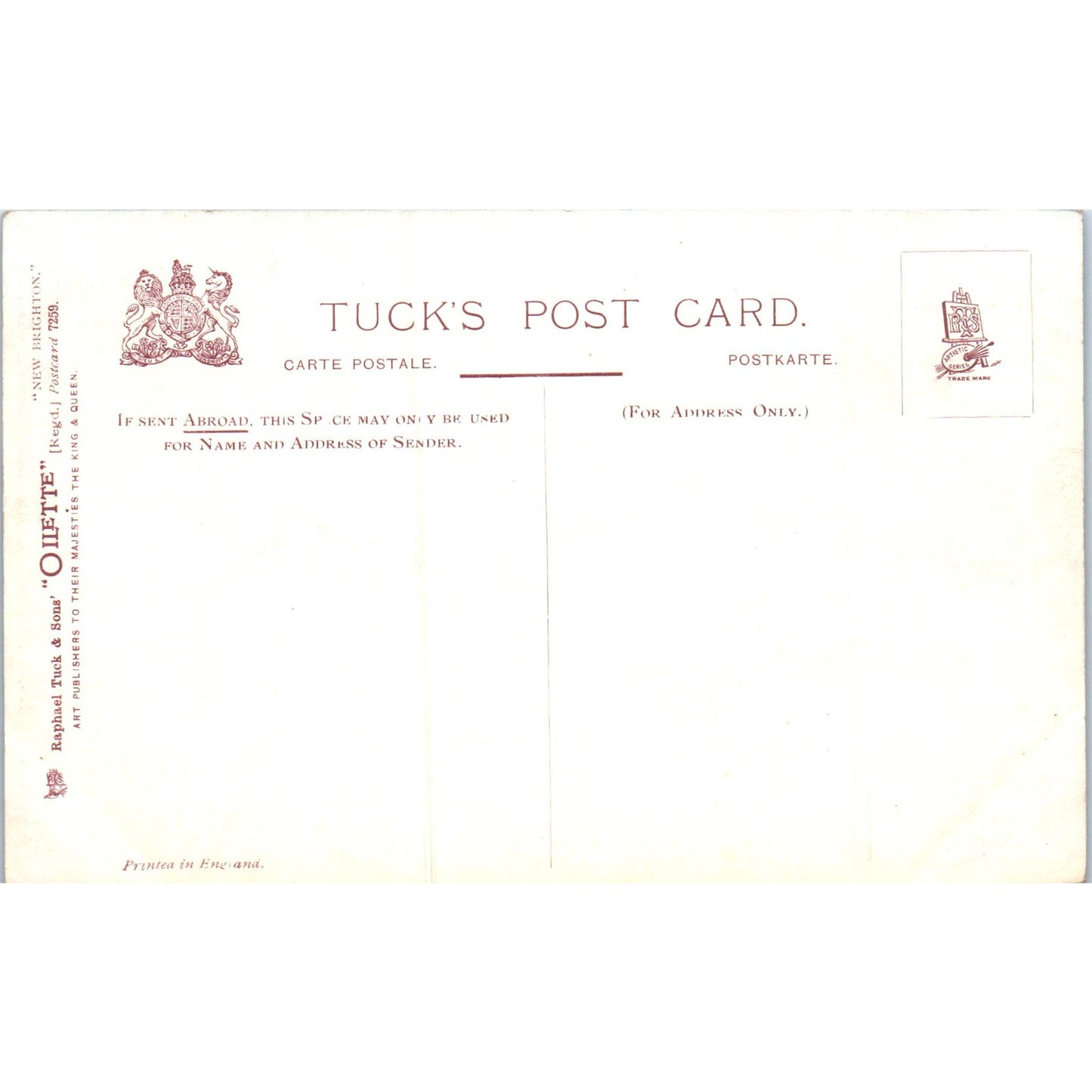 New Brighton From the Sands Raphael Tuck Oilette Original Postcard P3-2